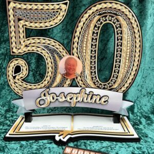 50th gold Bible with personalized engraving