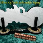 Back view of a wooden key design