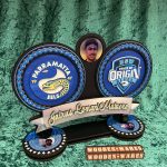 Blue Cook Island-themed sports wooden key