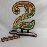 Custom birthday wooden key with label